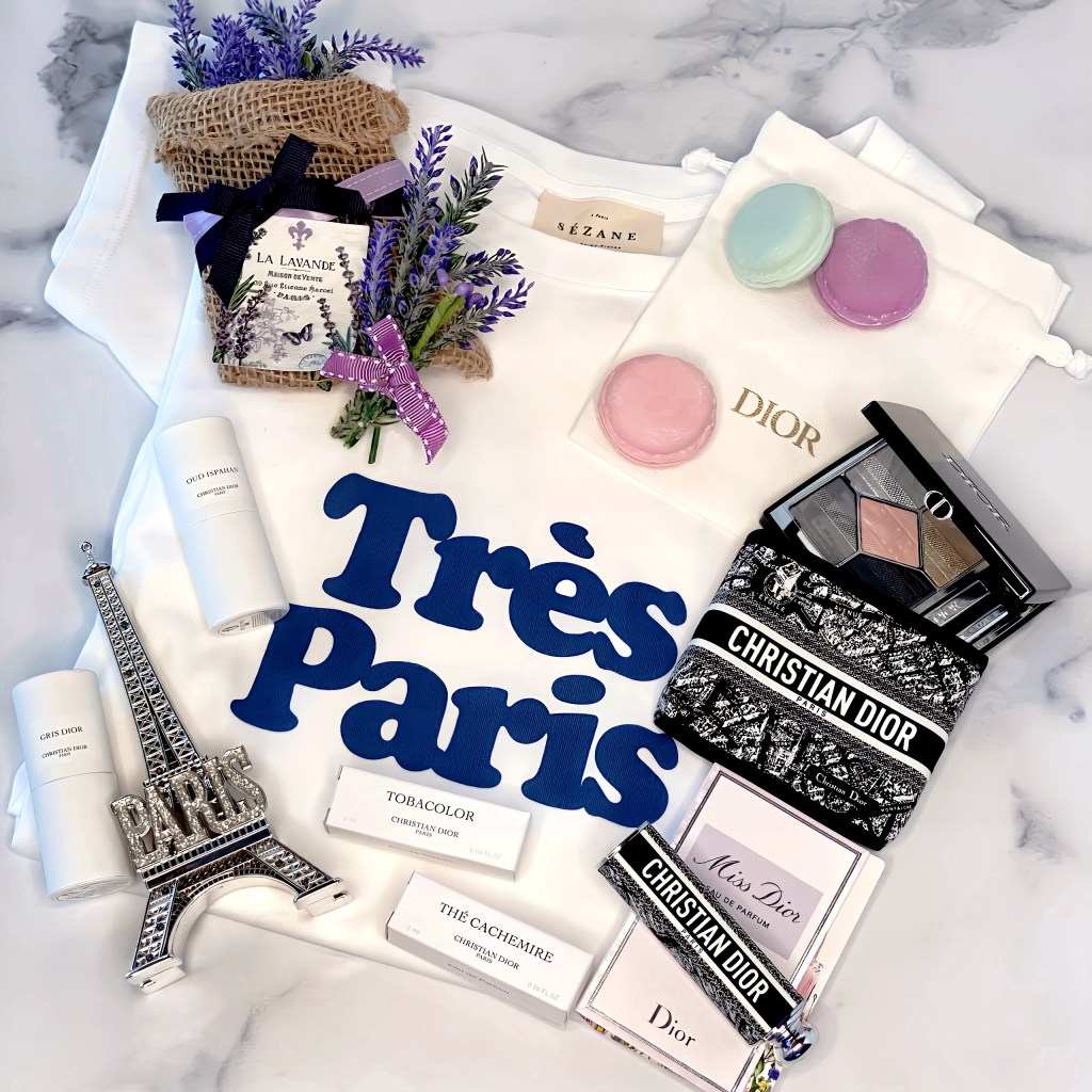 Christian Dior Beauty Map of Paris Fall 2024 collection with Sezane Tres Paris tee