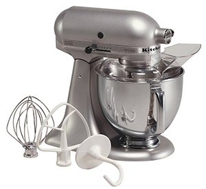 KitchenAid 5 Quart Artisan Stand Mixer in metallic chrome